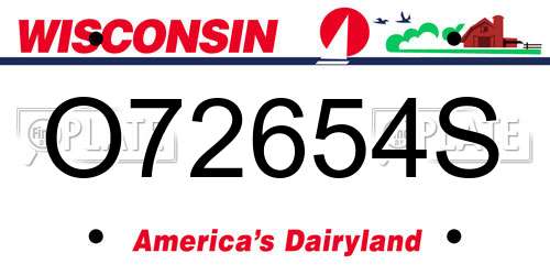 O72654S Wisconsin License Plate