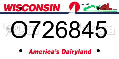 O726845 Wisconsin License Plate