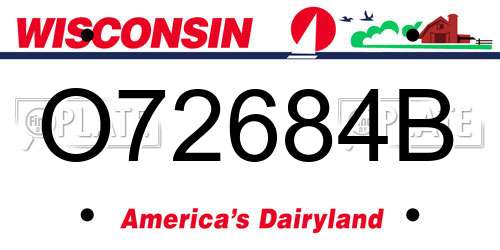 O72684B Wisconsin License Plate