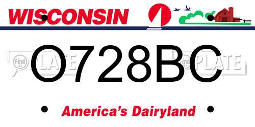 O728BC Wisconsin License Plate