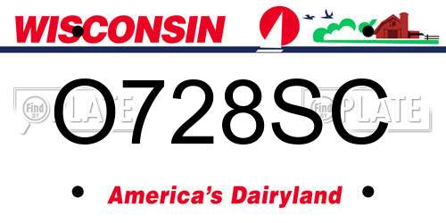 O728SC Wisconsin License Plate