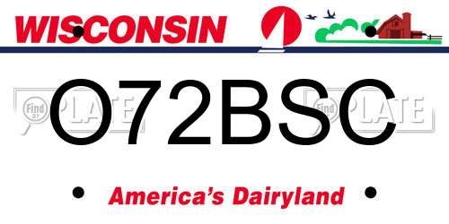 O72BSC Wisconsin License Plate