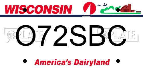 O72SBC Wisconsin License Plate