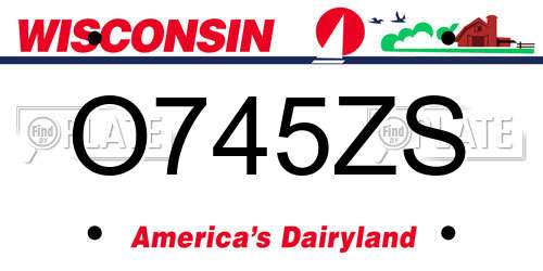 O745ZS Wisconsin License Plate