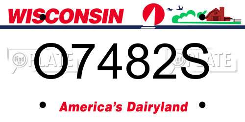 O7482S Wisconsin License Plate