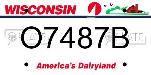 O7487B Wisconsin License Plate