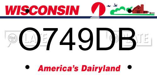 O749DB Wisconsin License Plate