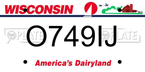 O749IJ Wisconsin License Plate