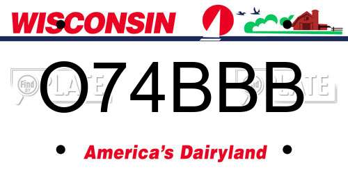 O74BBB Wisconsin License Plate