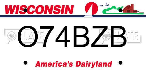 O74BZB Wisconsin License Plate