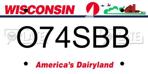 O74SBB Wisconsin License Plate