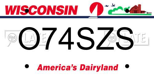 O74SZS Wisconsin License Plate