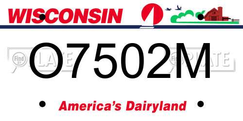 O7502M Wisconsin License Plate