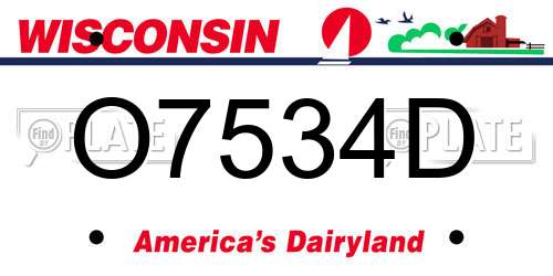 O7534D Wisconsin License Plate