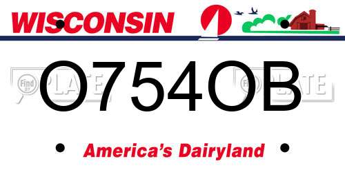 O754OB Wisconsin License Plate