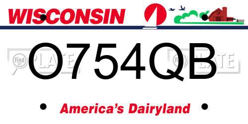 O754QB Wisconsin License Plate