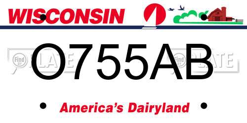 O755AB Wisconsin License Plate