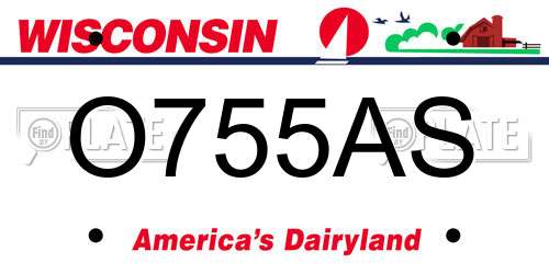 O755AS Wisconsin License Plate