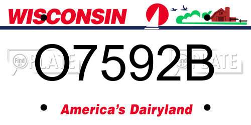 O7592B Wisconsin License Plate