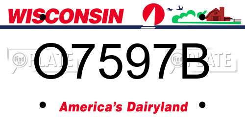 O7597B Wisconsin License Plate