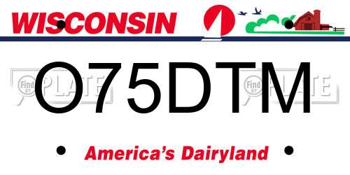 O75DTM Wisconsin License Plate
