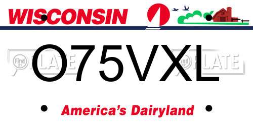 O75VXL Wisconsin License Plate