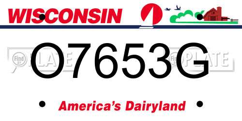 O7653G Wisconsin License Plate