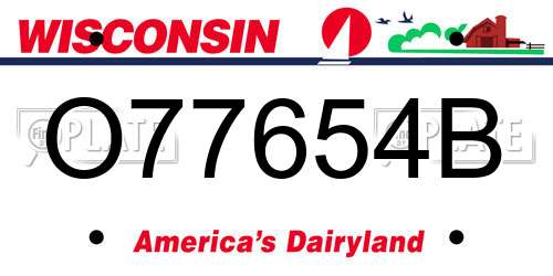 O77654B Wisconsin License Plate