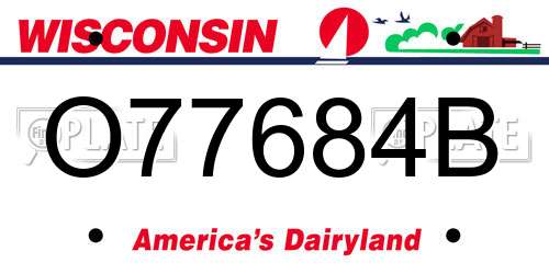 O77684B Wisconsin License Plate