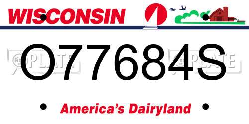 O77684S Wisconsin License Plate