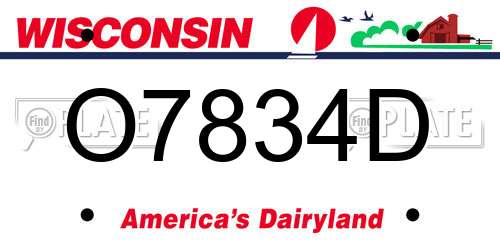 O7834D Wisconsin License Plate
