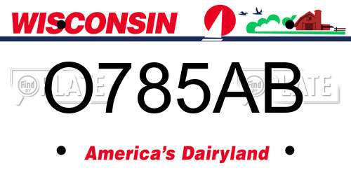 O785AB Wisconsin License Plate
