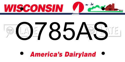O785AS Wisconsin License Plate