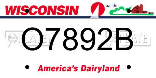 O7892B Wisconsin License Plate