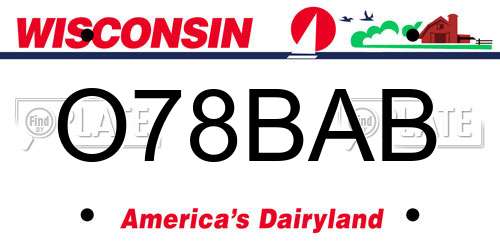O78BAB Wisconsin License Plate