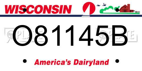 O81145B Wisconsin License Plate