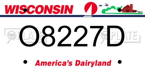 O8227D Wisconsin License Plate