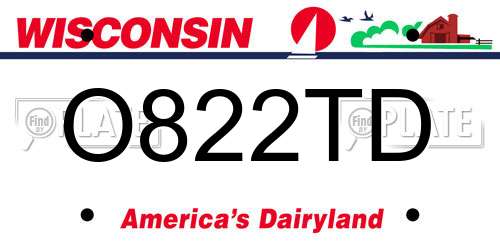 O822TD Wisconsin License Plate