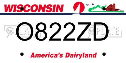 O822ZD Wisconsin License Plate