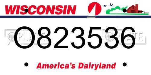 O823536 Wisconsin License Plate