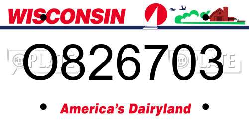 O826703 Wisconsin License Plate