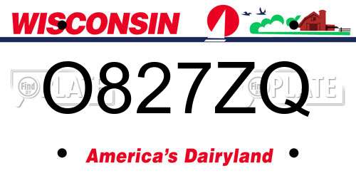 O827ZQ Wisconsin License Plate
