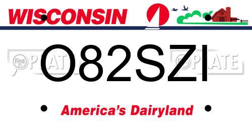 O82SZI Wisconsin License Plate