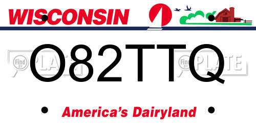 O82TTQ Wisconsin License Plate