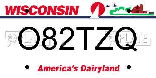 O82TZQ Wisconsin License Plate
