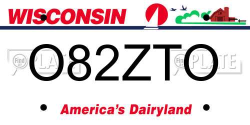 O82ZTO Wisconsin License Plate