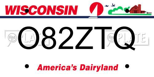 O82ZTQ Wisconsin License Plate