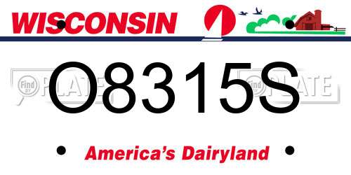 O8315S Wisconsin License Plate