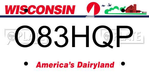 O83HQP Wisconsin License Plate