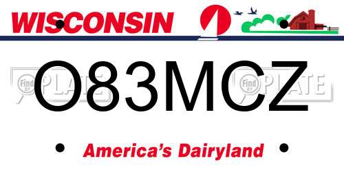 O83MCZ Wisconsin License Plate